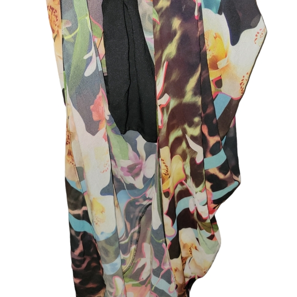 Marciano 0 extra small multi color floral temptation gown maxi high low black - Picture 6 of 6